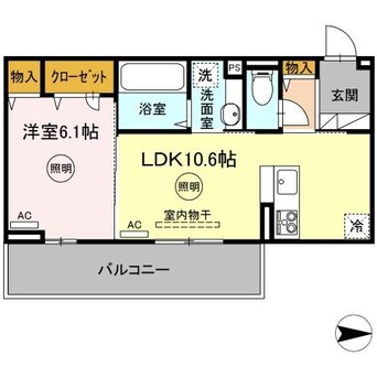 間取図 Ｄ－ＲＯＯＭ春日Ｃ