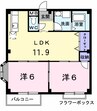 エルディム北山 2LDKの間取り