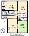 パティオ 3棟 3DKの間取り