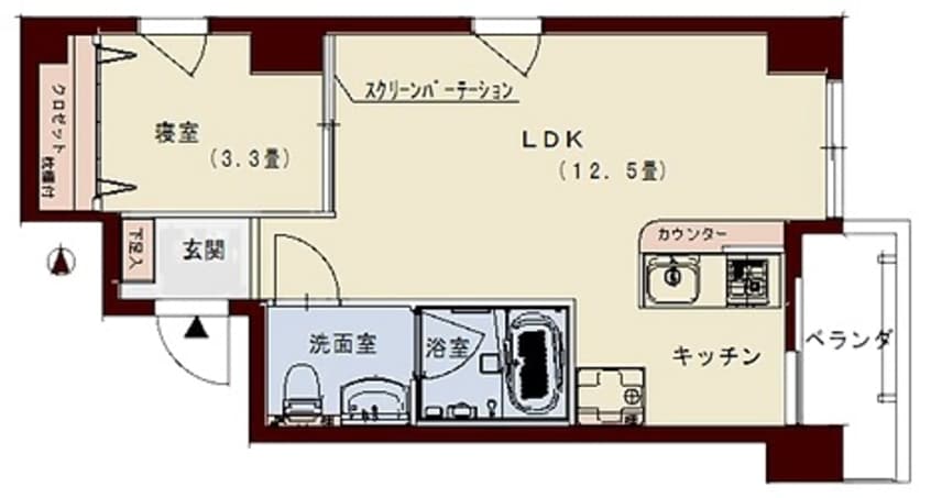 間取図 予讃線・内子線/高松駅 徒歩7分 7階 築3年