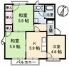 屋島フレグランス A棟 3Kの間取り
