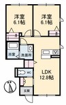 シャーメゾンはなみずき B棟 2LDKの間取り