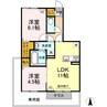 プランドール 太田 B棟 2LDKの間取り