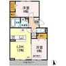 ウィステリア太田 2LDKの間取り