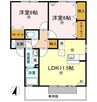 フォレストⅡ B棟 2LDKの間取り