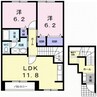 パレットタウン山端Ⅱ 2LDKの間取り