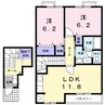 パラシオ百石 2LDKの間取り