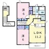 サンルート堂山Ａ 2LDKの間取り
