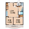 青春ハイツⅠ 2LDKの間取り