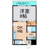 栗林レインボーマンション 1DKの間取り