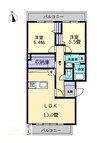 サンロイヤル元山 2LDKの間取り