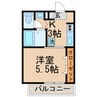 ダイヤモンドハイツA・B棟 1DKの間取り
