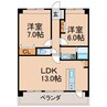 アグレスト２０００ 2LDKの間取り