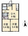 リベラU 2DKの間取り