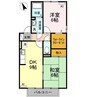 カメリアハイツ B棟 2DKの間取り