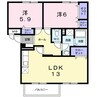 ニューエルディム小山Ａ 2LDKの間取り