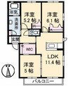 ロイヤル フェルティ F棟 3LDKの間取り