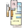 クラシア津乃峰 1LDKの間取り