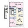 エトワール・イリゼB 2LDKの間取り