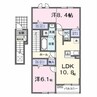 エトワール・イリゼB 2LDKの間取り
