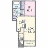アルーン富岡B 1LDKの間取り