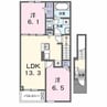 アルーン富岡B 2LDKの間取り
