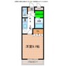 カームヒル 1Kの間取り