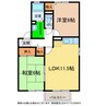 アビタシオン那賀川 2LDKの間取り