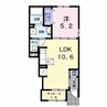 ルシェルブルー 1LDKの間取り