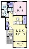 花づつみＢ 1LDKの間取り