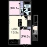 ジックス石原　Ａ 2LDKの間取り