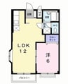 エルディム　ブルーハイツ 1LDKの間取り