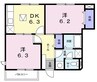 ペスカ　フルール 2DKの間取り
