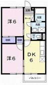ハッピードェリング 2DKの間取り
