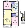 パルコートＡ 2LDKの間取り