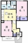 アフロディーテＣ 2DKの間取り