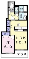 パルテノンＢ 1LDKの間取り