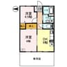 フローラルアレイ西田原 2DKの間取り