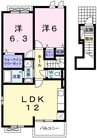アルマーセン 2LDKの間取り