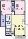 グリーンベルト 2LDKの間取り