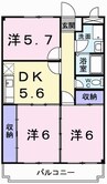 ロワイヤル北条東 3DKの間取り