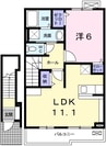 アンソレイエ飾磨　Ⅱ番館 1LDKの間取り