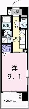 クレール姫路 1Kの間取り