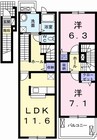 アルメールＭ 2LDKの間取り