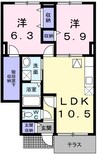 グリーンベルト 2LDKの間取り