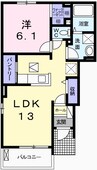 ミルフィーユＡ 1LDKの間取り
