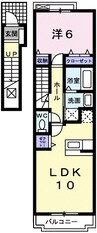 エクセラン則直Ⅲ 1LDKの間取り