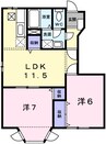 ハックベリーＳ　Ｂ 2LDKの間取り