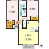 パインハイツ　Ａ棟 2LDKの間取り