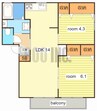 ＣＡＬＭＬＹ福崎 2LDKの間取り